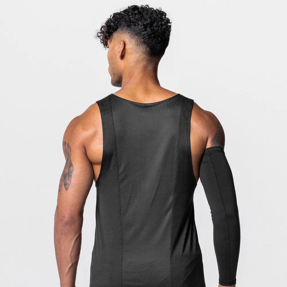 Men's Vests Bodybuilding Gym Tank Tops Fitness Loose Breathable O-Neck Casual Running Sleeveless Shirts Basketball Vests Spliced