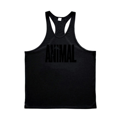 ANIMAL Letter Printed Gym Clothing Mens Bodybuilding Fitness Tank Top Cotton Raceback Stringer Singlets Workout Sleeveless Shirt