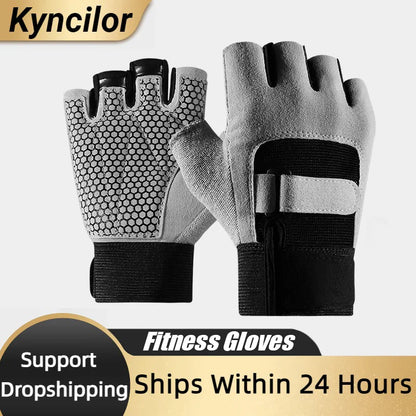 Gym Gloves Fingerless Breathable Weightlifting Fitness Gloves Dumbbell Men Women Weight lifting Gym Gloves Black - GabyFit Goods