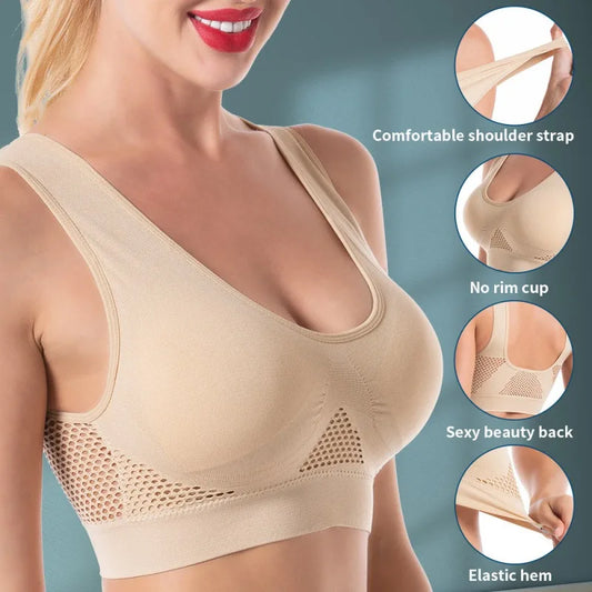 Women's Breathable Sports Vest Bra Sweat-absorbent Shockproof Pad Sports Top Track and Field Gym Running Fitness Sports Yoga - GabyFit Goods