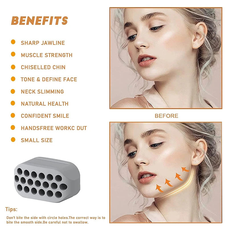 Silicone Jaw Exerciser Facial Toner & Jawline Fitness Ball Neck Toning Equipment Facial Beauty Tool Double Chin Exerciser - GabyFit Goods