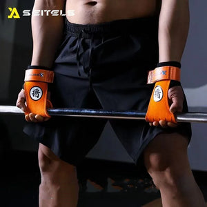 1Pair Gym Pads Cowhide Gym Gloves Grips Anti-Skid Weight Power Belt Lifting Pads Deadlift Belt Workout Palm Protection Lu