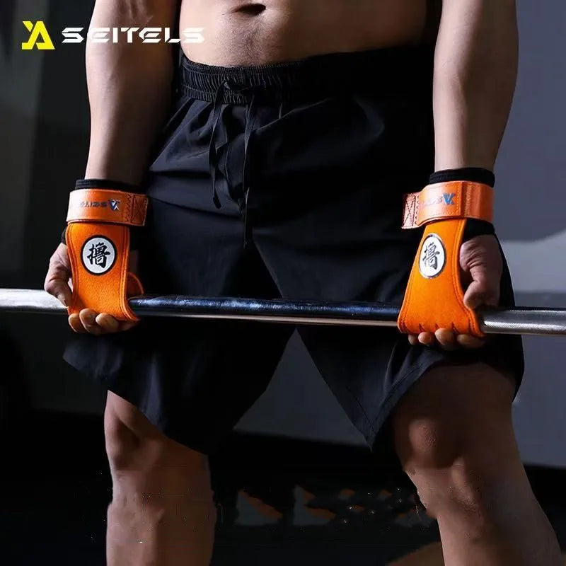 1Pair Gym Pads Cowhide Gym Gloves Grips Anti-Skid Weight Power Belt Lifting Pads Deadlift Belt Workout Palm Protection Lu