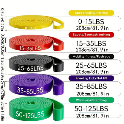 5-Piece Resistance Bands Set with different reistence levels