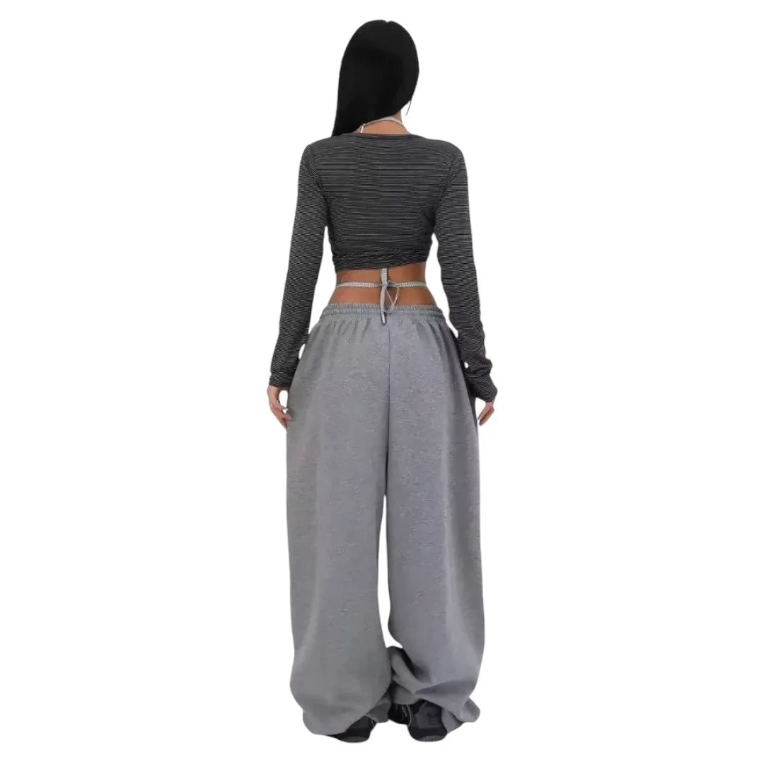 Street Dance Casual Pants Women's Spring Autumn New Straight Sport Sweatpants Loose Versatile Wide Leg Long Trous