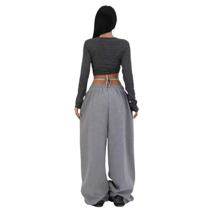 Street Dance Casual Pants Women's Spring Autumn New Straight Sport Sweatpants Loose Versatile Wide Leg Long Trous