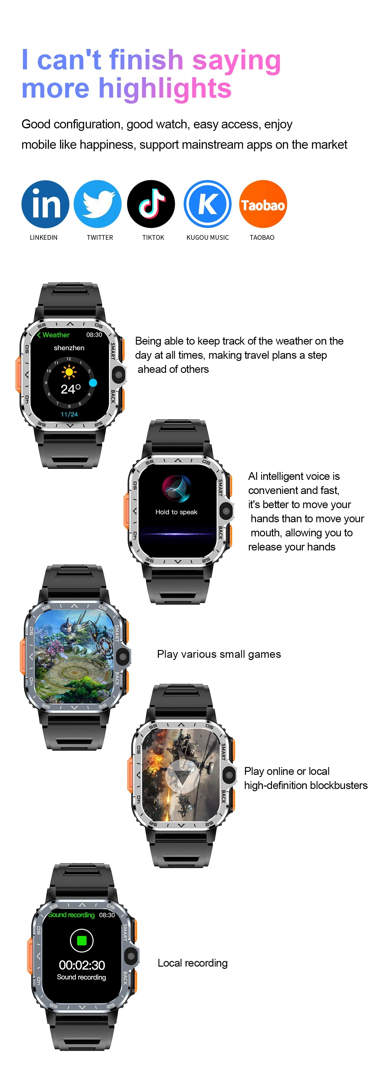 Valdus PGD Android Smart Watch Men GPS 16G/64G ROM Storage HD Dual Camera NFC 2G 4G SIM Card WIFI Wireless Fast Internet Access - GabyFit Goods