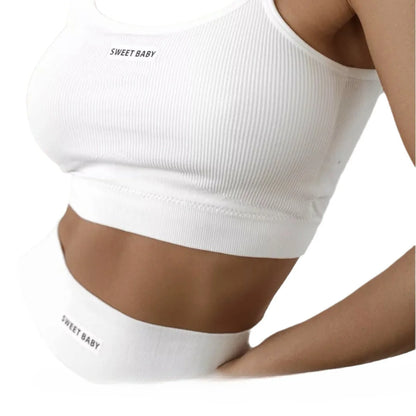 Russian seamless underwear set yoga wear women's halter vest yoga pants English letters seamless casual set