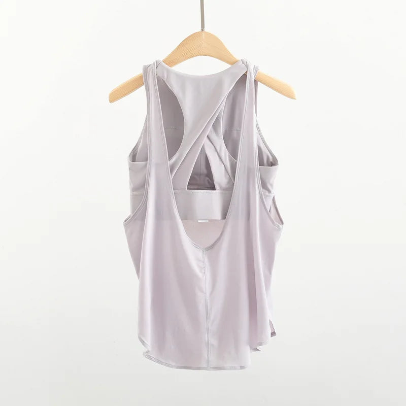 Sports for Fitness Top Shirt Women Yoga Gym Clothing with Bar Vest Beauty Back Tight Running Shirts Gym Workout Pilates Blouse