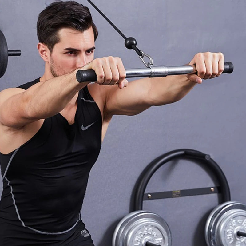 Pull Down Bar Gym Rotating Straight Bar For Cable Machine Attachments Rowing Workout Biceps Home Gym Training Equipment - GabyFit Goods