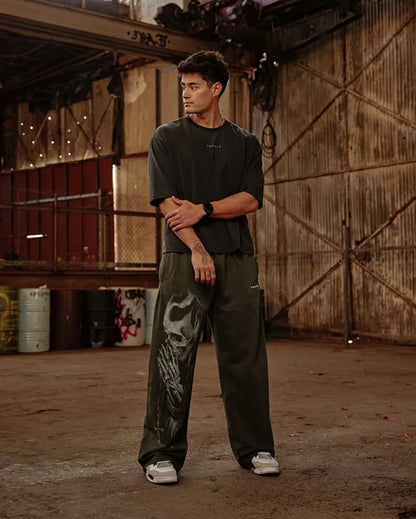 2025 New Men's Fitness Sports Pants American High Street Retro Hip-Hop Style Trendy Brand Printed Casual Men's Long Pants