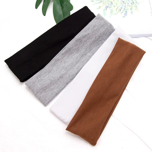 Elastic Cotton HairBand Fashion Headbands for Women Men Solid Running Fitness Yoga Hair Bands Stretch Makeup Hair Accessories - GabyFit Goods