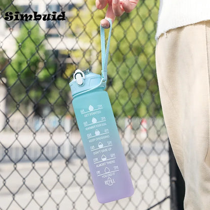 750ML Sports Water Bottle with Time Marker Leak-proof Cup Motivational Portable Plastic Water Bottle for Outdoor Sport Fitness - GabyFit Goods