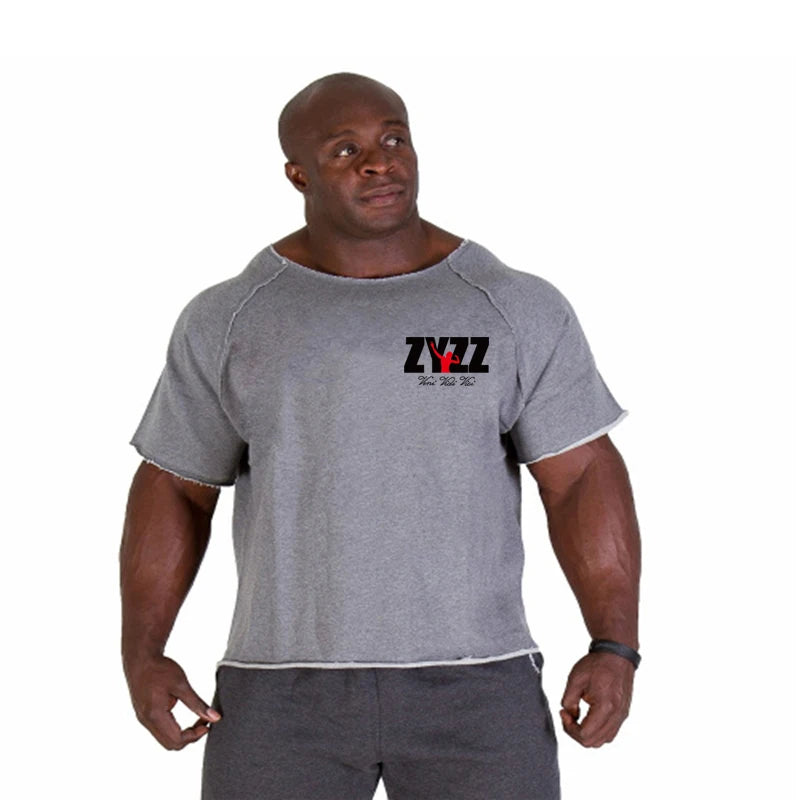 Men Bodybuilding Sport T-shirt Loose Running Shirt Short Sleeve Oversized Top Gym T Shirt Men Fitness Tshirt Cotton Sportswear