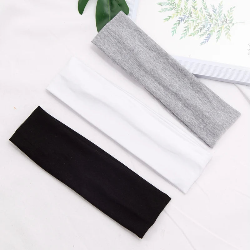 Elastic Cotton HairBand Fashion Headbands for Women Men Solid Running Fitness Yoga Hair Bands Stretch Makeup Hair Accessories - GabyFit Goods