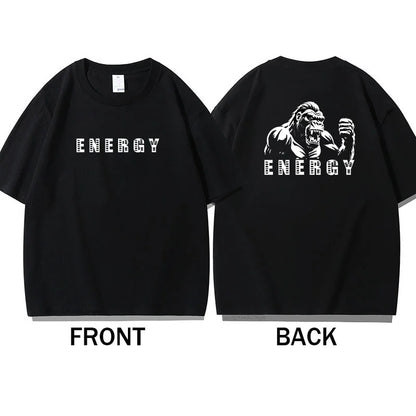 Men's Gym Fitness T-Shirt Summer 100% Cotton T-shirt Barbell Printing Short Sleeves Oversized Running Bodybuilding Sports Wear