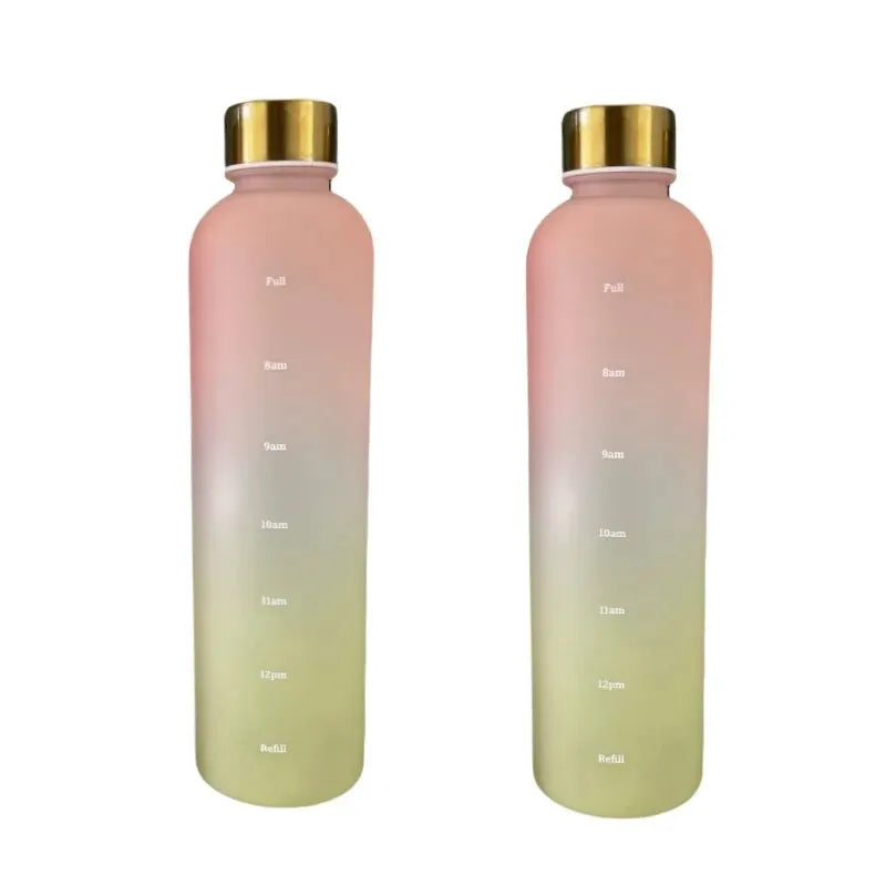 1L Bottle With Time Marker 32 OZ Motivational Reusable Fitness Sports Outdoors Travel Leakproof BPA Free Frosted Plastic - GabyFit Goods