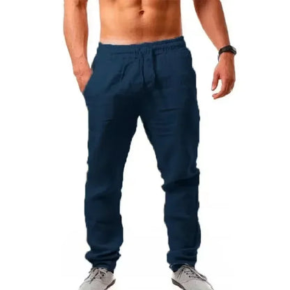 2025 Spring and Summer New Men's Cotton Linen Pants Comfortable and Casual Running Floor Pants Fitness Street Sportswear