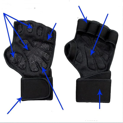 Gym Fitness Heavy duty Training Glove Men Women Fitness Sports Body Building Gymnastics Grips Hand Wrist Palm Protector Gloves - GabyFit Goods