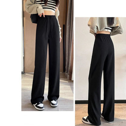 2025 summer new bubble milk puff cloud pants women high waist draped narrow straight casual pants cloud puff wide leg pants
