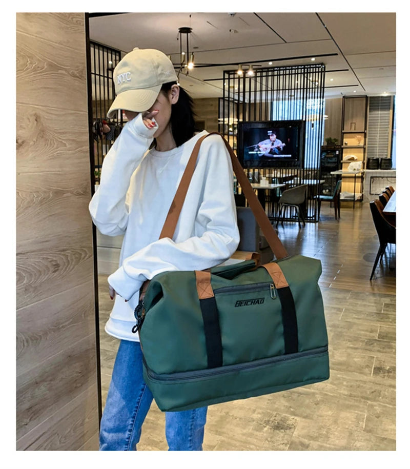 Gym Bag Travel Fitness Bag for Women Large Capacity Men's Sports Luggage bag Waterproof Female Messenger Bag Dry And Wet Handbag - GabyFit Goods