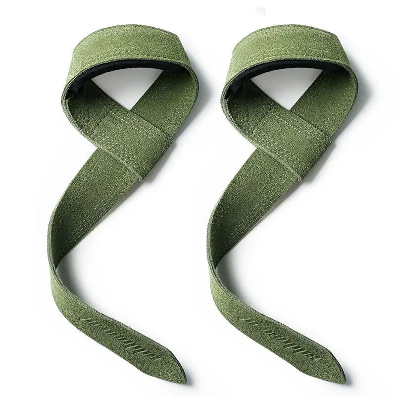 1Pair 4mm Cowhide Weight lifting Wrist Straps Fitness Bodybuilding Training Gym lifting straps NonSlip Gym Grip Deadlift Pull-up