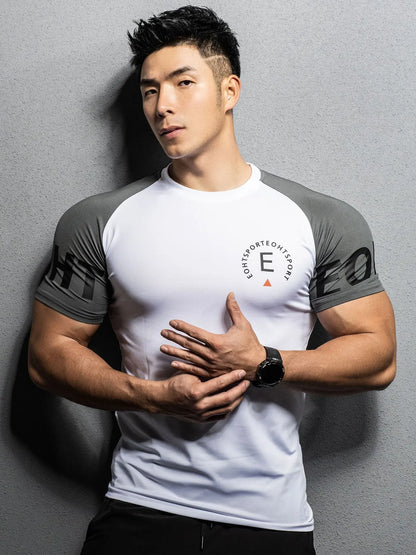 Summer Gym T shirt Men Bodybuilding Fitness quick-dry short sleeve t-shirt Training Tees fashion muscle tshirt man Clothing