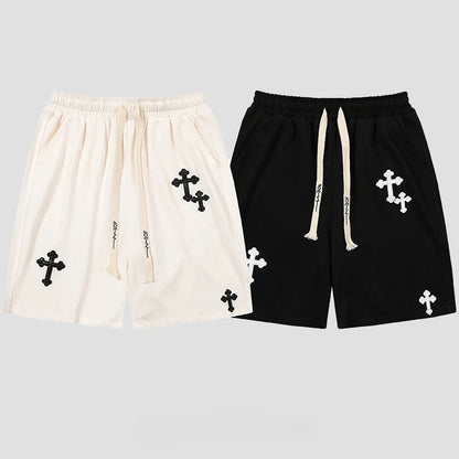 European and American Hip-hop Sports Five-point Pants Men's Trendy Brand Street Loose Wide-leg Casual Drawstring Shorts
