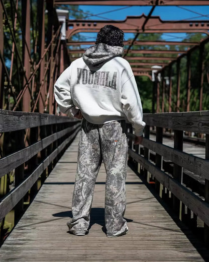 2025 men New style Spring  American digital camouflage print  sports fitness Trousers loose and versatile tide wide-leg pants