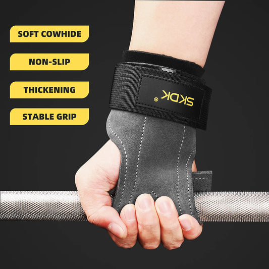Cowhide Gym Gloves Grips Anti-Skid Leather Gymnastics Guard Palm Protectors Pull Up Horizontal Bar Weight Lifting Guantes Gym - GabyFit Goods