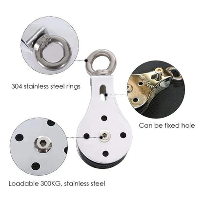 Silent Gym Cable Pulley Rotation 360 Degree Stainless Steel Surface Smooth Durable Attachment for DIY Home Gym Pulley System - GabyFit Goods