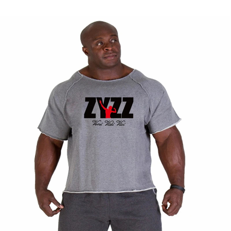 Men Bodybuilding Sport T-shirt Loose Running Shirt Short Sleeve Oversized Top Gym T Shirt Men Fitness Tshirt Cotton Sportswear