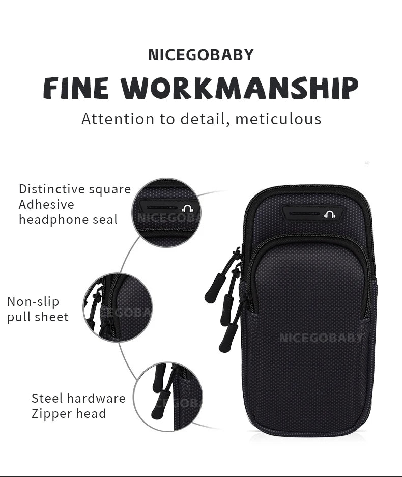 Arm Bag Waterproof sports phone case Money Key Outside Sports Running Fitness Simple Arm Bag with nicegobaby Wrist Bag - GabyFit Goods