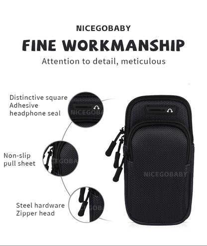 Arm Bag Waterproof sports phone case Money Key Outside Sports Running Fitness Simple Arm Bag with nicegobaby Wrist Bag - GabyFit Goods