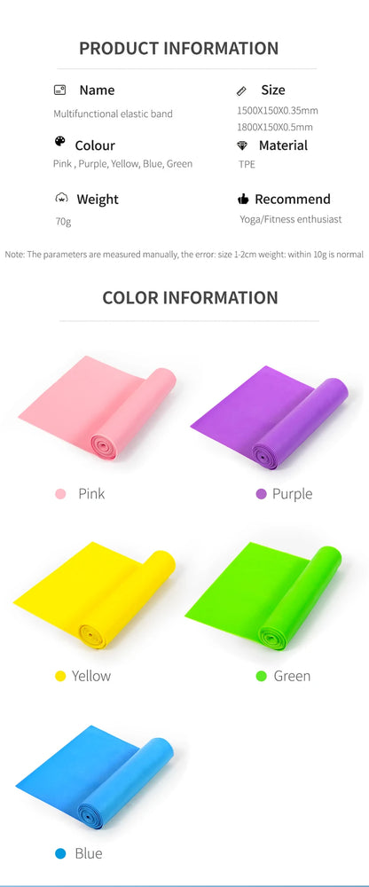 Yoga Pilates Elastic Resistance Band Fitness Training Band 150cm Fitness Elastic Rubber Gym Natural Rubber - GabyFit Goods