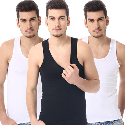 Men's solid color basic cotton narrow shoulder vest fashion casual men's T-shirt sports fitness Joker round neck youth vest - GabyFit Goods