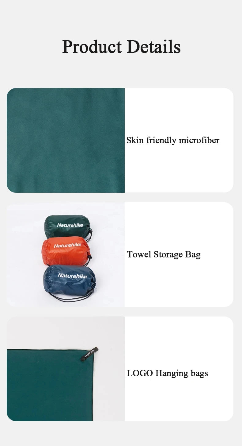 Naturehike Quick Dry Towel Lightweight Outdoor Microfiber Sports Gym Towel with Storage Bag Swimming Camping Beach Gym Towels - GabyFit Goods