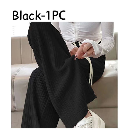 2025 summer new bubble milk puff cloud pants women high waist draped narrow straight casual pants cloud puff wide leg pants