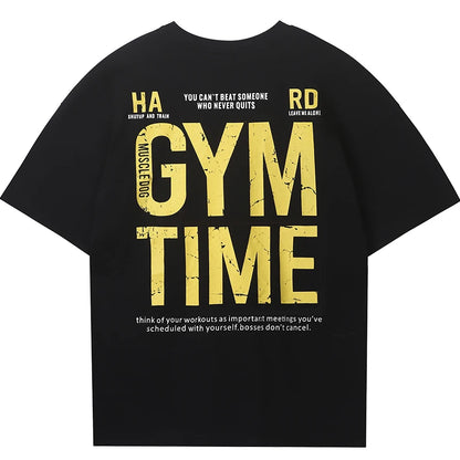 2025 new muscle dog fitness men fashion brand summer American print loose training clothing sports casual short sleeve