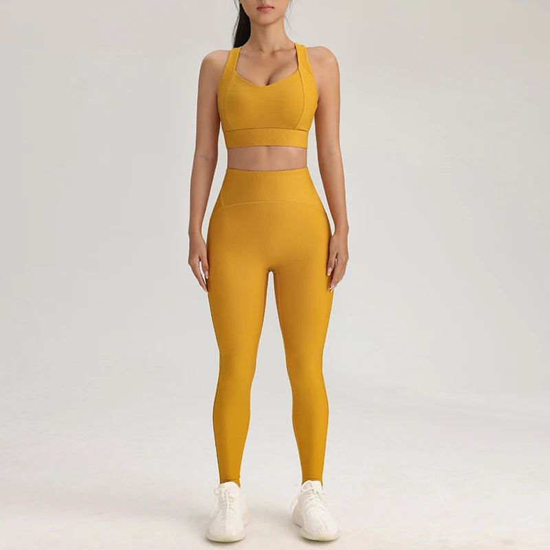 Sportswear woman gym yoga clothes Sport outfit Elegant 2-piece sets  fitness clothing Bra and Pants Set