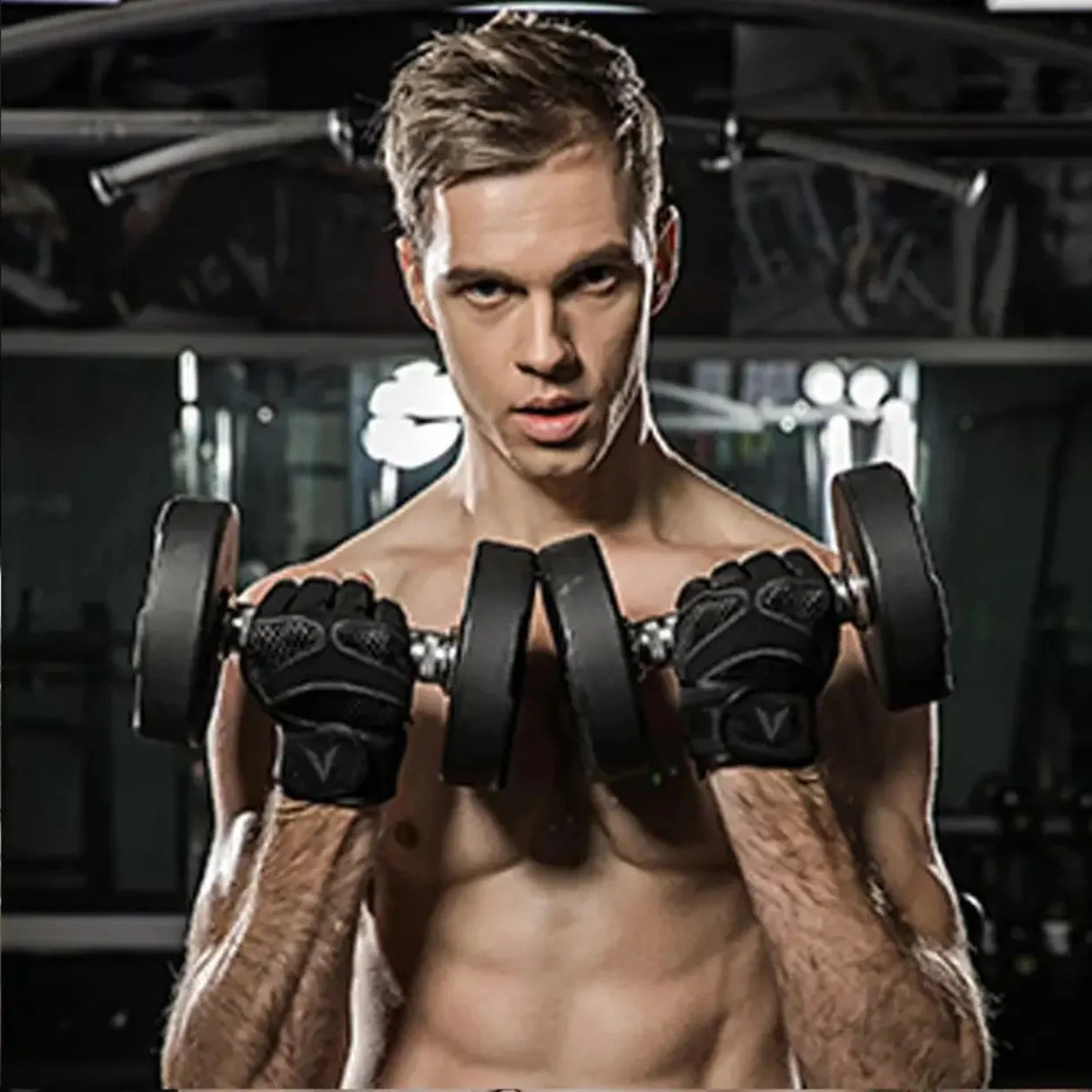 One Pair Gym Gloves with Wrist Wrap Support Half Finger Non Slip Training Gym Workout Gloves for Dumbbells - GabyFit Goods