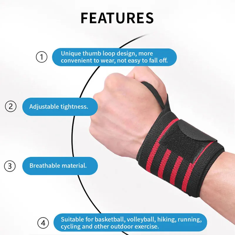 Wristband Wrist Support Brace Straps Wrist Gym Wraps Bandage Fitness Gym Training Strength Weight Lifting Protective Equipment - GabyFit Goods