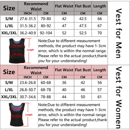 Men Neoprene Sweat Sauna Vest Waist Trainer Slimming Body Shapers Vest Shapewear Corset Gym Underwear Women Fat Burn Tank Top
