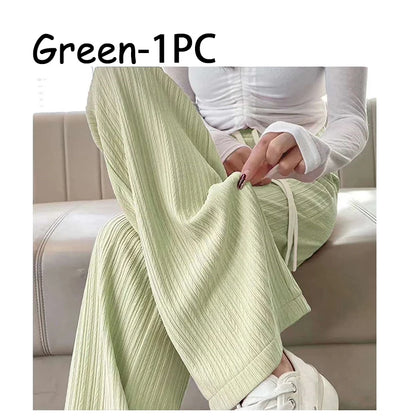 2025 summer new bubble milk puff cloud pants women high waist draped narrow straight casual pants cloud puff wide leg pants