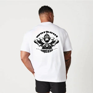 Gym Sport T Shirt Men Cotton Short Sleeve Top Man Workout Bodybuilding Tee