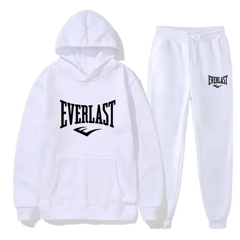 Fashion EVERLAST Men's Suit Hooded Sweatshirt Fitness Men's Gym Clothing Running Set Sportswear Jogger Men's Suit Winter Sui