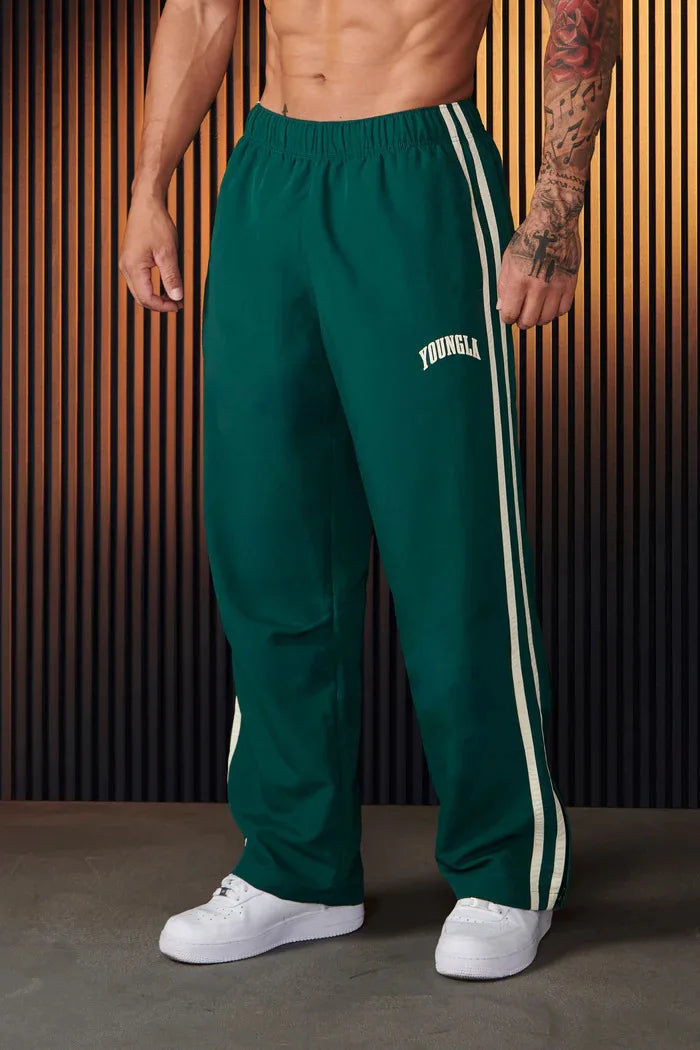 YA Jogger Men's Sweatpants Gym Sports Fitness Splicing Strips Printing Mid Waist Casual Pants Fashion Men Clothing Wide Leg Pan