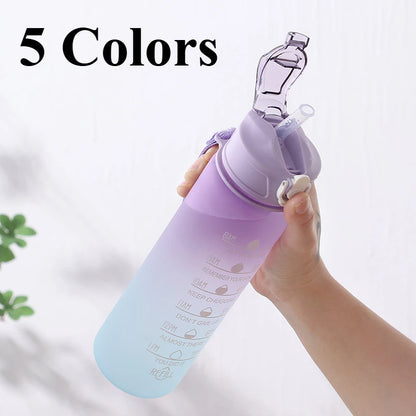 750ML Sports Water Bottle with Time Marker Leak-proof Cup Motivational Portable Plastic Water Bottle for Outdoor Sport Fitness - GabyFit Goods