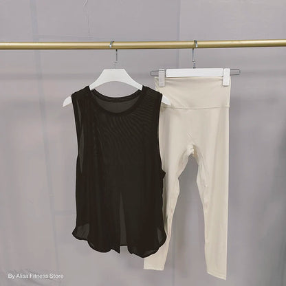 2PCS Seamless Yoga Set Women Gym Clothes Sportswear Yoga Suits Fitness Shirt Set Gym Set Tracksuits Leggings T-Shirt Sports Suit