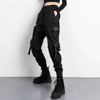 Hip Hop Women's Sports Fashion Cargo Pants Loose and Casual Korean Harem Pants Black Joggers with Multiple Pockets Trousers 5XL